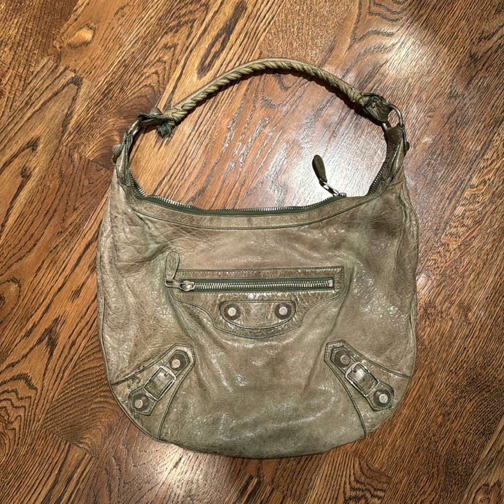Vintage Balenciaga Distressed Green Hobo Bag